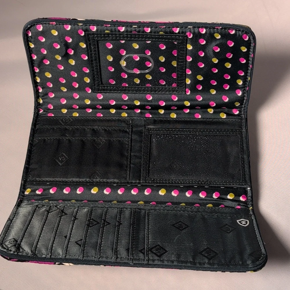 Vera Bradley Tri-Fold Clutch Wallet in Falling Flowers RFID